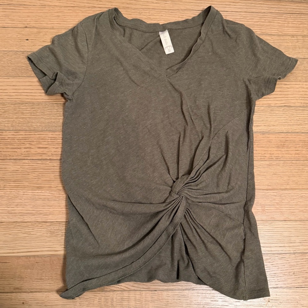 Altar'd State dark green V-Neck Twist Tee